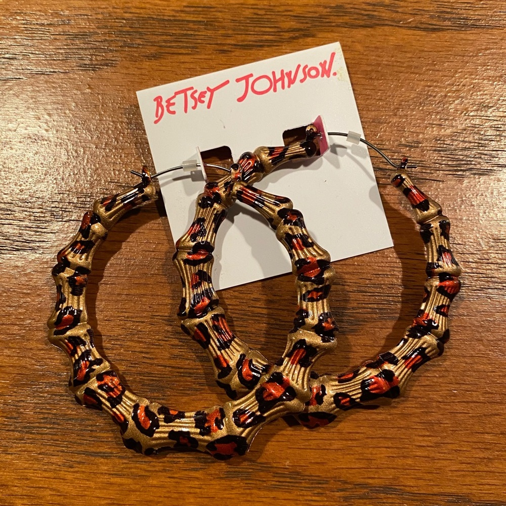 Bamboo Leopard Hoop Earring